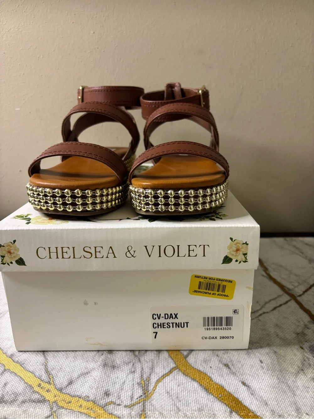 Chelsea & Violet Chestnut Brown Beaded Platform Sandals